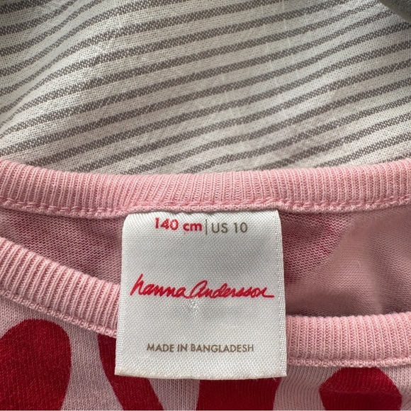 Hanna Andersson Red Hearts Pink Flutter Sleeve Sundress 140cm, US 10 - Picture 4 of 6